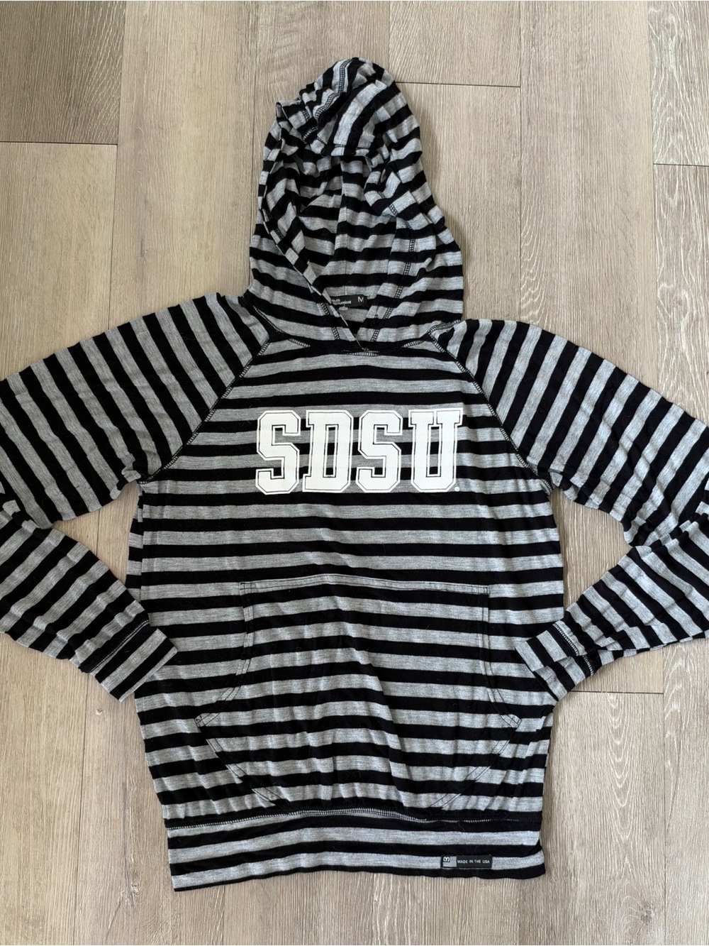 SDSU Kids Black & Gray Striped Hooded Swim Cover-Up